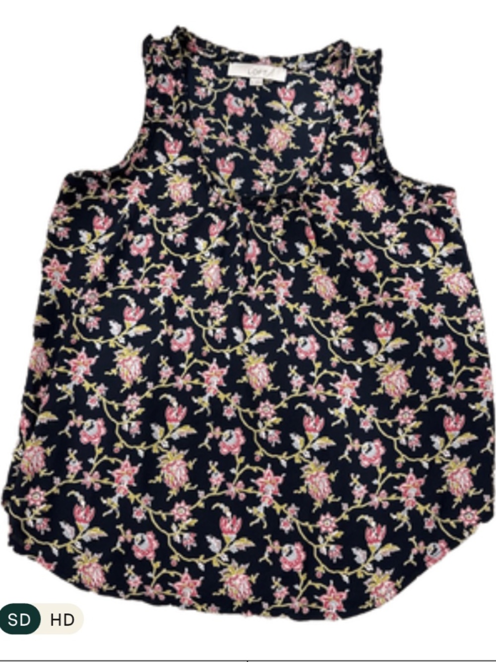 LOFT Floral Sleeveless Blouse/Tank — Black, Extra Small - Picture 3 of 3